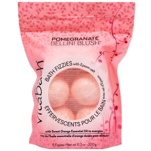 Vitabath Pomegranate Bellini Blush Bath Fizzies 11.3 oz 320 g Six Bath Bombs NEW